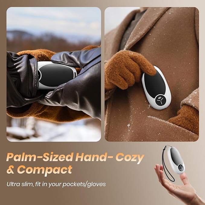 Hand Warmers Rechargeable 2 Pack Electric Hand Warmers Magnetic, 24Hrs Long Soft Heating Pocket Heater Gifts for Men Women Christmas Hiking Golf Hunting Ski