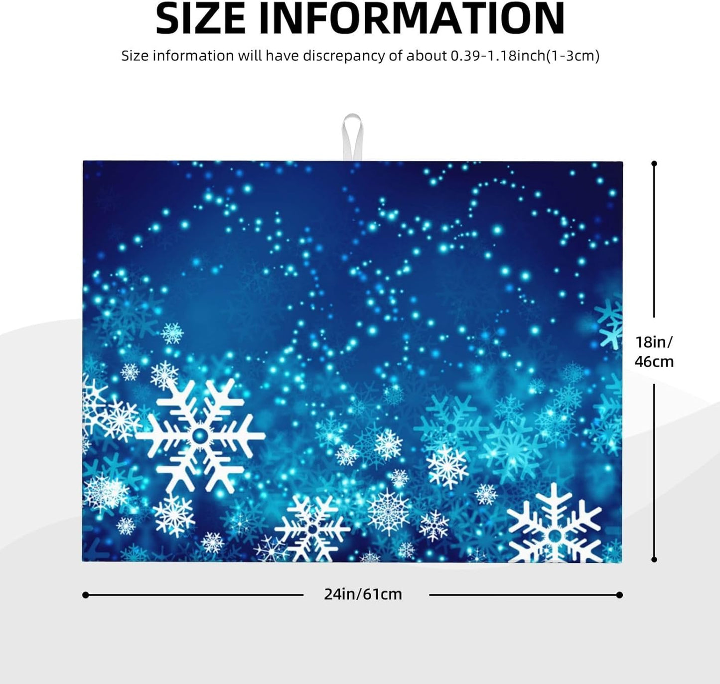 Dish Drying Mat Christmas Snowflake Blue Xmas Winter for Kitchen Counter Absorbent 18x24 Inch Microfiber Dishes Plate Glass Dry Draining Pad Reversible Washable