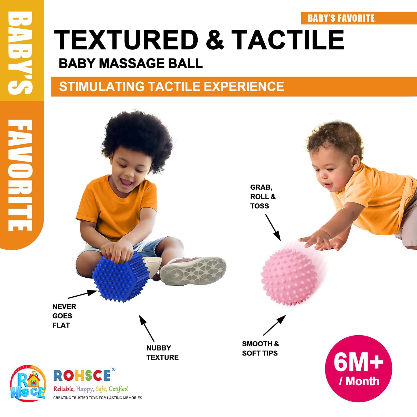 Sensory Rattle Balls Textured—Baby Teething Sensory Montessori Toys, Soft chew with rattles, Wheat Straw Travel 6-12M + Baby Sensory Balls—Textured Geometric Shapes, Spiky Squeeze Bath Gifts.