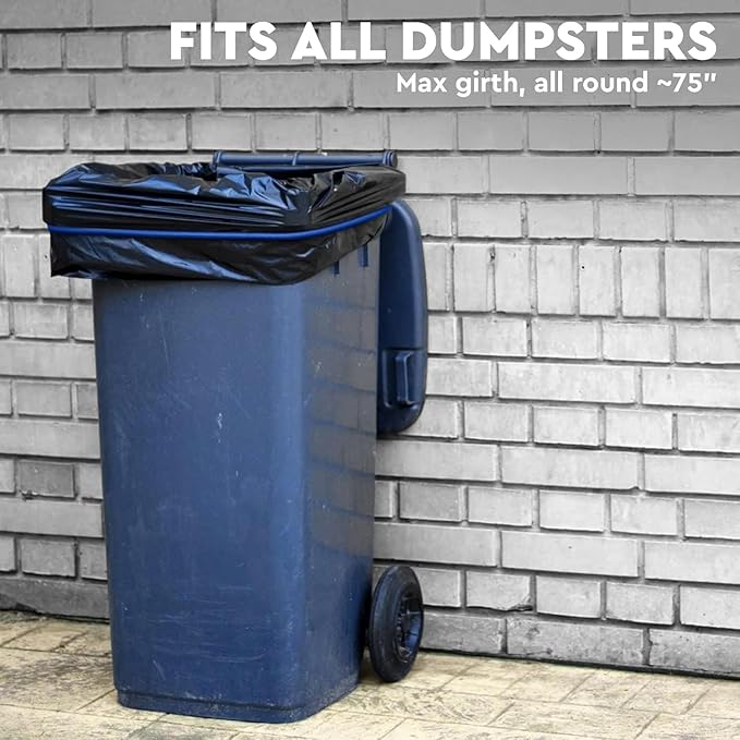 Trash Can Rubber Bands Set of 6 - Elastic Garbage Can Bands with Metal Connector, Fits 13 to 33 Gallon Trash Bags - Gripper Trash Can Bands for Waste Baskets, Blue