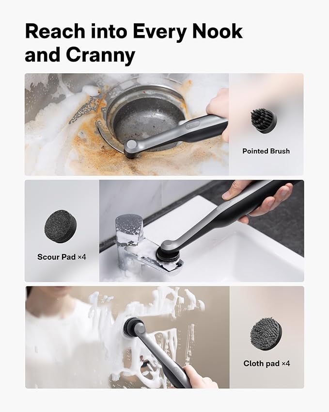 HOTO 16 PCS Replacement Brush Heads for Wand™ Grout Brush, Suitable Electric Grout Scrubber Only, Cordless Spin Scrubber Accessories for Tiles, Grout, Corners, Crevices
