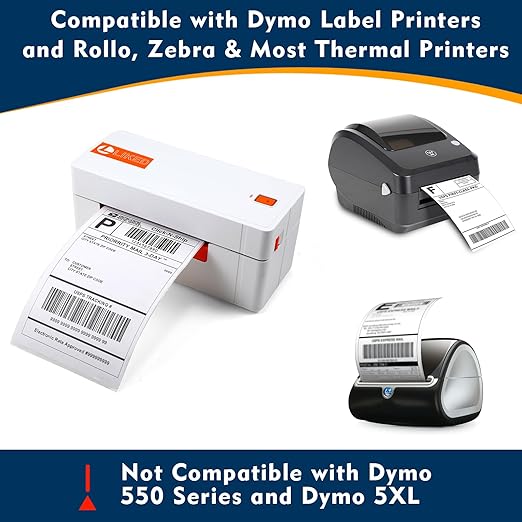 L LIKED 2200 PCS 4"x 6" Thermal Shipping Labels, White Perforated & Strong Adhesive Direct Thermal Labels (220 Labels/Roll), Compatible with DYMO 4XL, Zebra, Rollo,10 Rolls