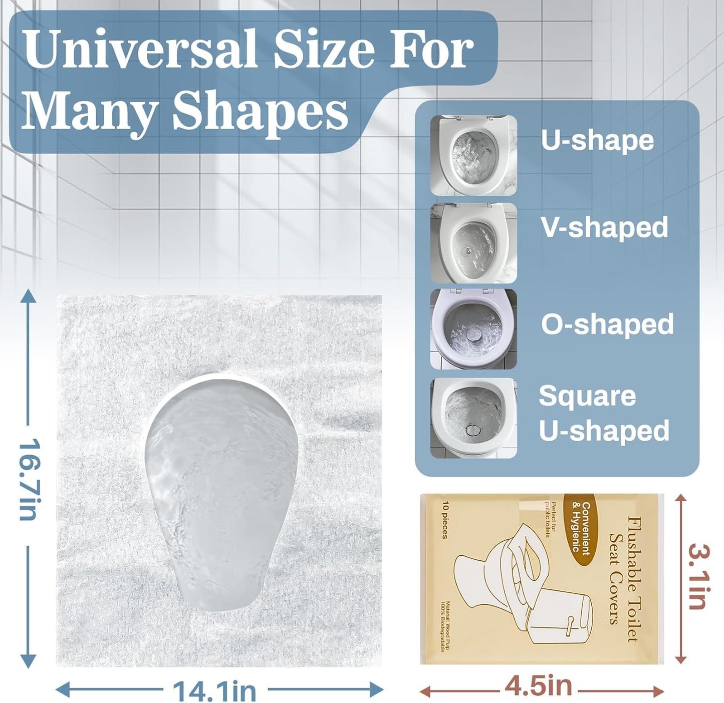 Toilet Seat Cover - Portable Toilet Seat Paper Covers Disposable Flushable for Bathroom Travel Camping Hotel Essentials,Sticker free,16.7x14.1 Inches,10 Pack of 100(Half-Fold)