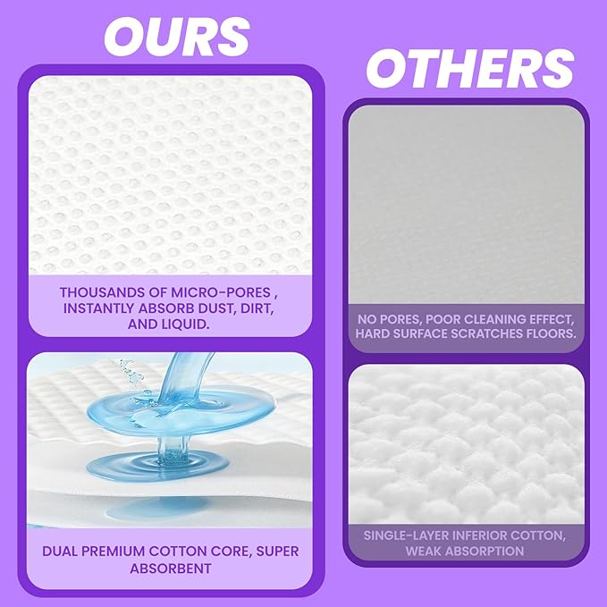50 Count Disposable Wet Pads Refills for Swiffer Wet Jet Spray Mop, Mopping Pads Refills for All Hard Floors, Multi-Layer Thick and Absorbent Wet Jet Replacement Pad