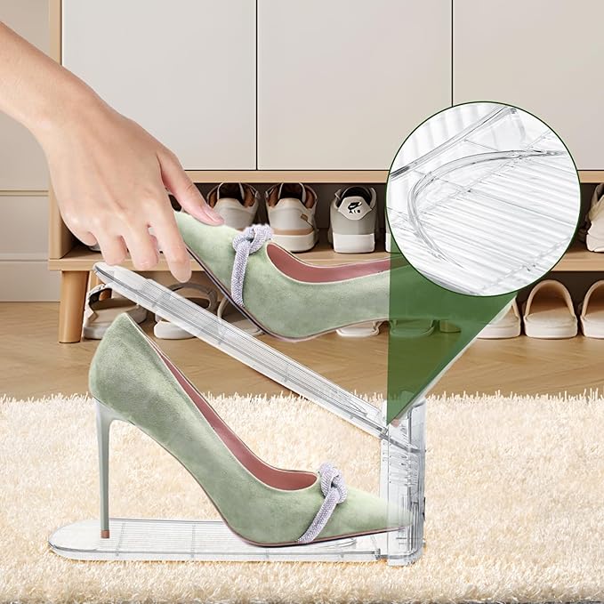 Clear Shoe Slot Organizer, 30 Pack Adjustable Shoe Slots Organizer for Closet Clear Shoe Stackers Shoes Rack Holder Shoe Space Savers for A Pair of Shoes(Transparent)
