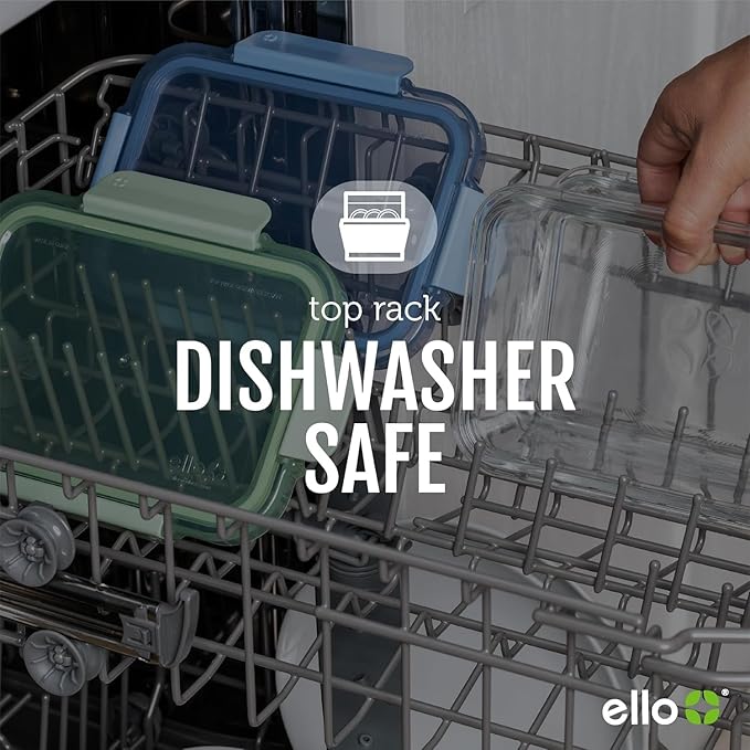 Ello Color Lock 12PC Mixed Glass Food Storage Sets, Leak-Proof Glass Food Storage Containers with Airtight BPA-Free Plastic Lids, Dishwasher, Microwave, and Freezer Safe, Purple Rain