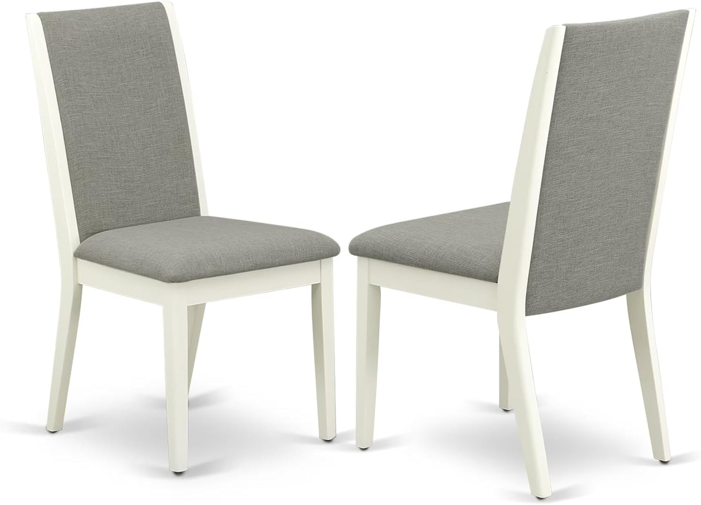East West Furniture MZLA5-LWH-06 5 Piece Dining Table Set for 4 Includes a Rectangle Kitchen Table with Dropleaf and 4 Shitake Linen Fabric Parson Dining Chairs, 36x54 Inch, Linen White