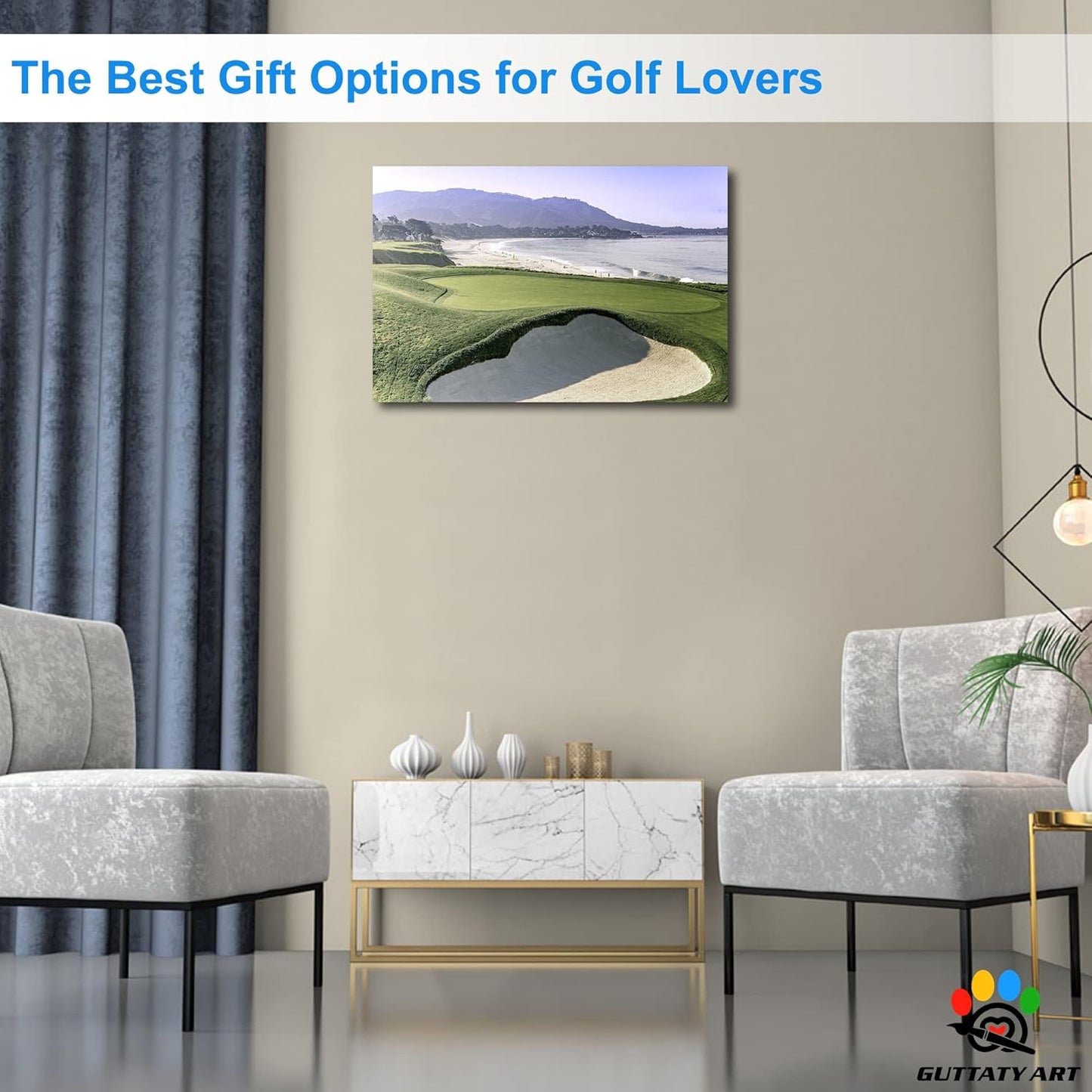 GUTTATY Golf Course Wall Art, Golf Pictures Posters Canvas Print Wall Decor for Golfer's Man Cave Home Ofice Ready to Hang (12x18 Inches)