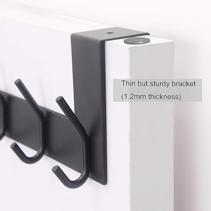 WEBI Over The Door Hooks Door Hanger:Over The Door Towel Rack with 6 Coat Hooks for Hanging,Towel Hanger Door Coat Hanger Door Coat Rack for Towels,Jacket,Clothes,Back of Bathroom,Black