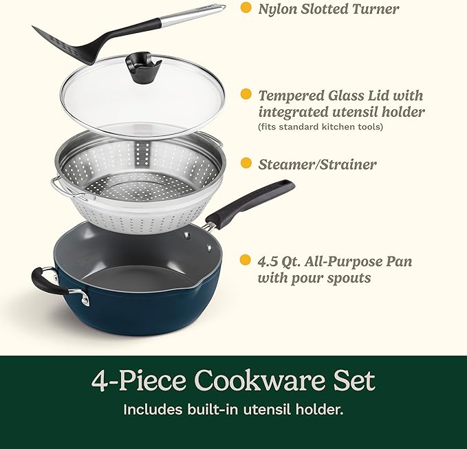 Cuisinart Preferred Pan 4-Pc Set - Sienna Sky (4.5 Qt. Multi-Purpose Pan w/Cover, Steamer, Slotted Turner)
