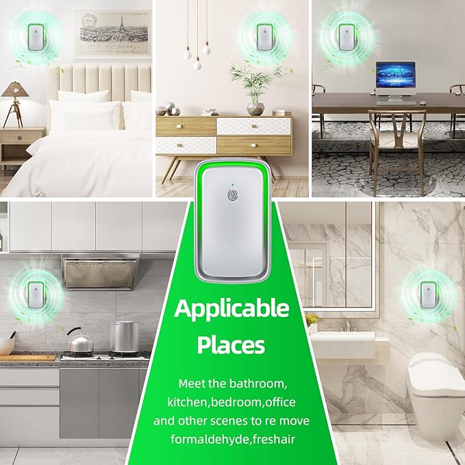 Plug in Ionic Air Purifier: 3 Pack Air Ionizers for Home - Silent Filterless - Negative Ion Air Purifier Freshener for Bedroom Office Bathroom Basement for Pet Odors,Dust,Smoke,Air Cleaner(Silver)