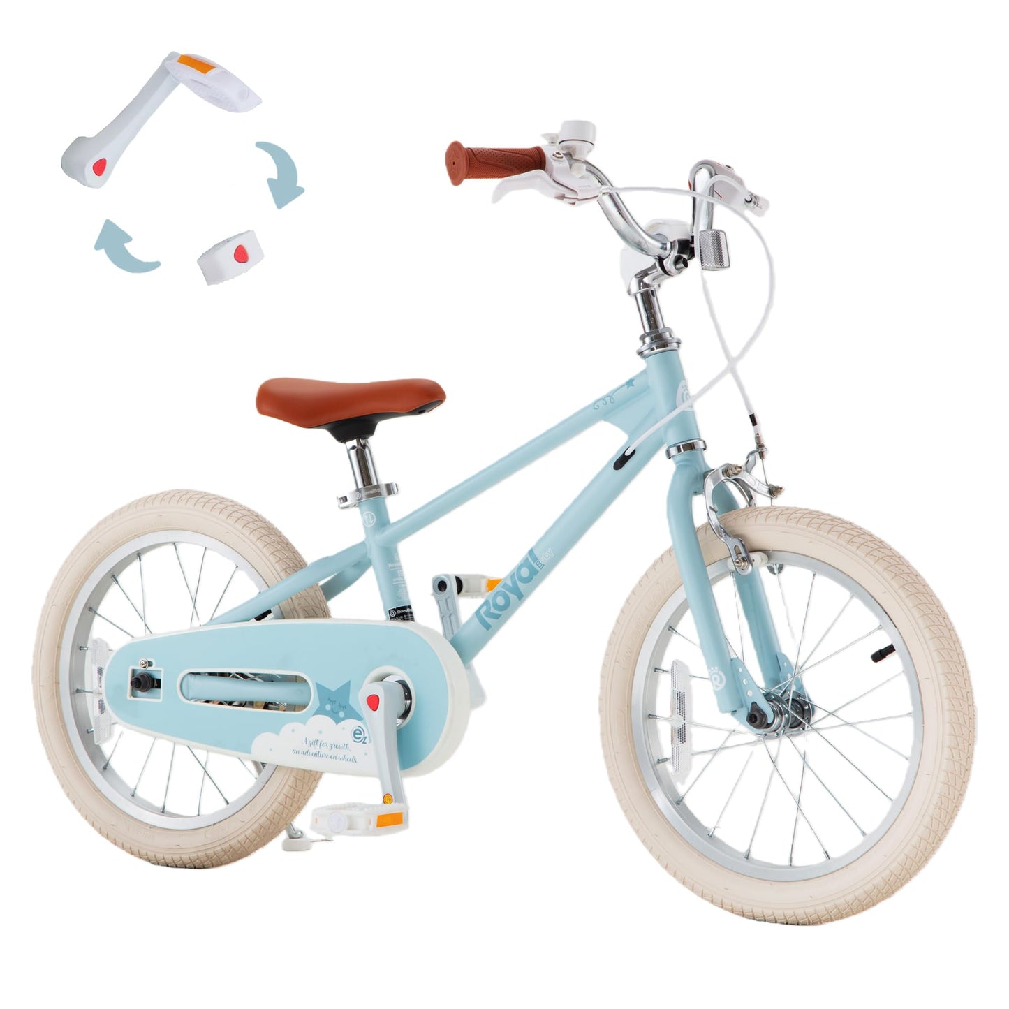 RoyalBaby EZ Kids Bike,16 Inch Convertible Balance to Pedal Bike for Boys & Girls,Beginner Bicycle for Ages 4-7 Years,Blue