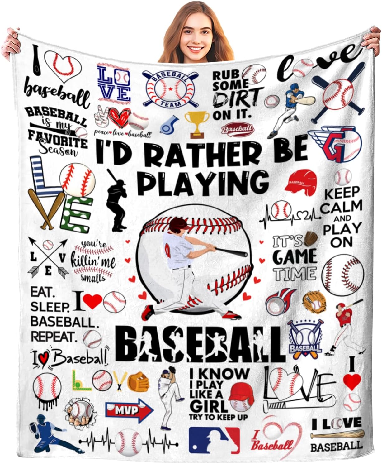 Baseball Blanket Gifts for Boys Men Coach Gifts Bedding Soft Cozy Flannel Throw for Lover Team Kids Adults 60"X50"