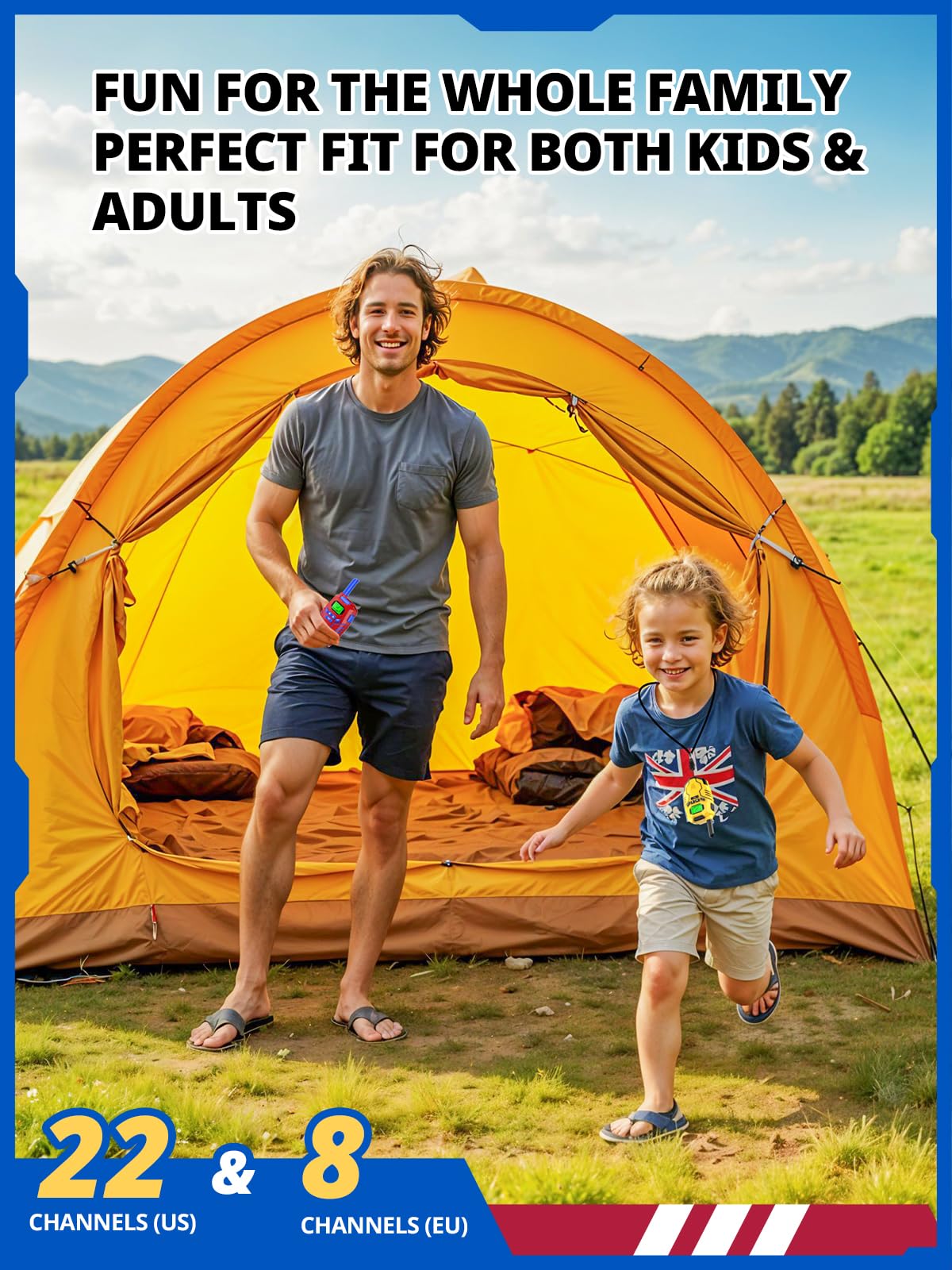 Inspireyes Walkie Talkies for Kids Rechargeable, Long Range 2 Way Radio, Outdoor Camping Games Toy Birthday Xmas Gift for Boys Age 7-12, 2 Pack