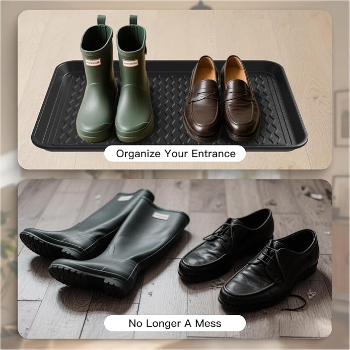 Boot Trays for Entryway, Multifunctional Shoe Mat with Cleaning Brush, Boot Tray for Shoes Plants Pots Pet Bowls