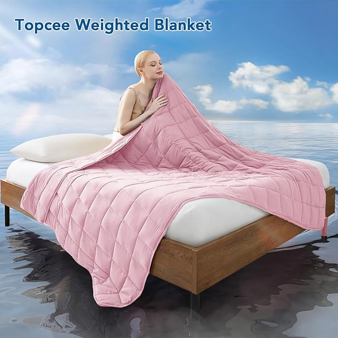 Topcee Weighted Blanket for Adults (10 lbs, 48" x 72") Twin Size Soft Cooling Heavy Blanket Sleeping, Apply to 90-110 lbs Body, Thick Breathable Blanket with Glass Bead, Easy Care