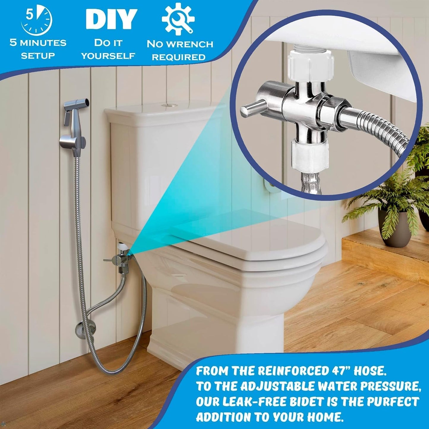 Premium Bidet Sprayer - Handheld Bide Jet Spray for Toilet | Adjustable Water Pressure | Leak-Proof Stainless Steel Toilet Bedit Sprayer | Muslim Shower | Cloth Diaper Washer | Bathroom Bidet