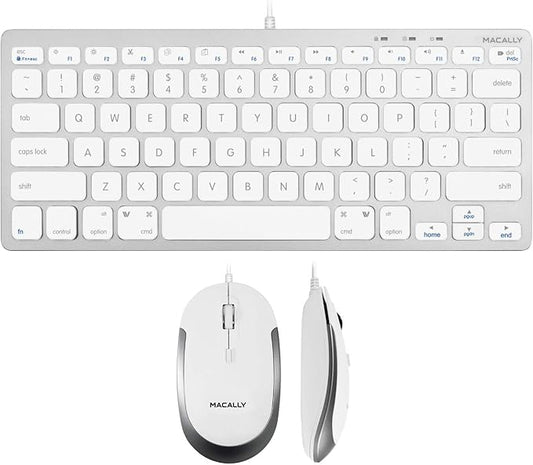 Macally USB C Mini Keyboard and a USB C Wired Mouse, Excellent Accessories for New MacBook Products