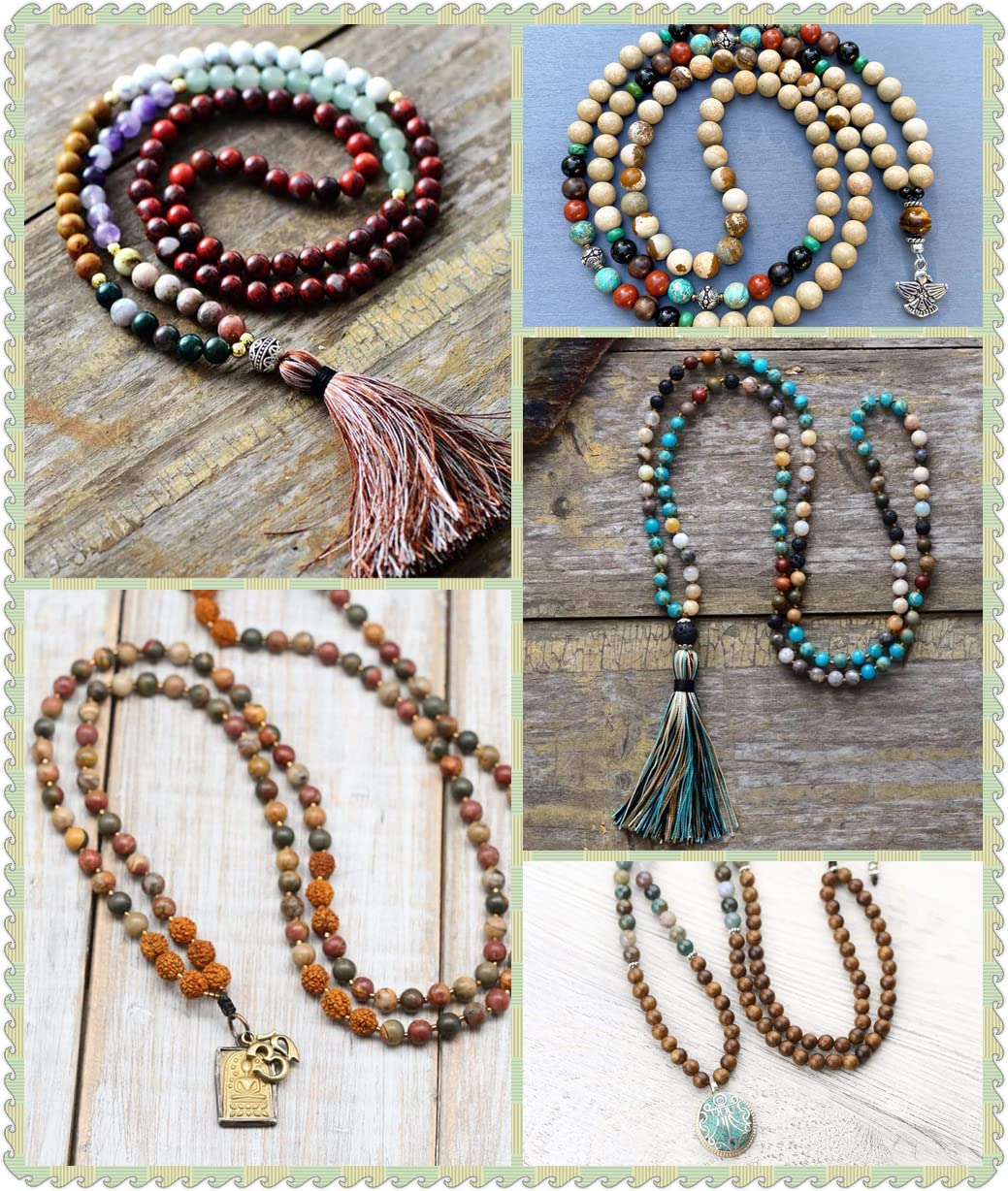 Prometis 200pcs 8mm Natural Sandalwood Round Beads Gorgeous Craft Handmade Polished Spacer Mala Pray Beads with Elastic Cord for Bracelets DIY Rosary Tasbih Jewelry Making