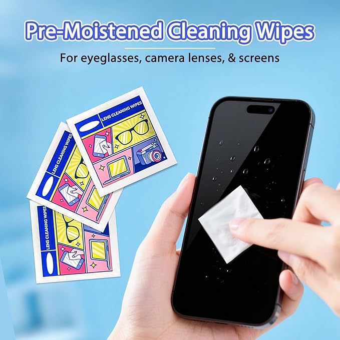 Eye Glasses Cleaner Wipes,Lens Wipes for Glasses/Sunglasses/Eyeglasses,Lens Cleaning Wipes,Eyeglass Wipes,Cleaning Wipes,Lens Wipes Individually Wrapped,Safe for All Lens Surfaces(500PCS)