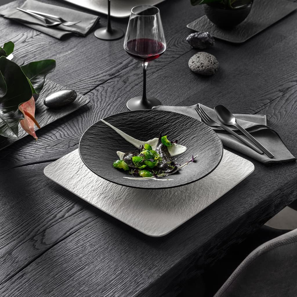 Villeroy & Boch Manufacture Rock Deep/Rim Bowl, 11.5 in, Premium Porcelain, Made in Germany, Black