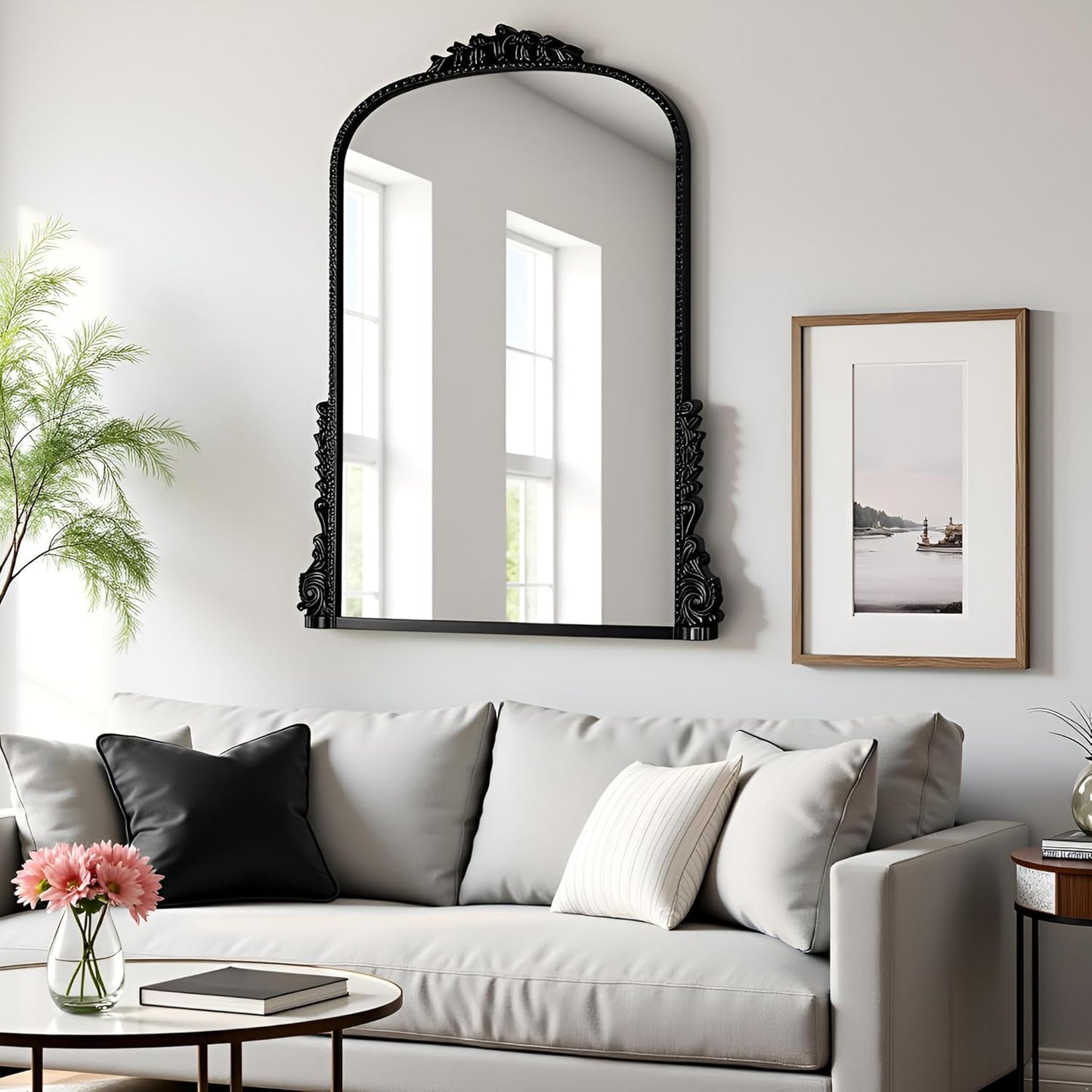 SHYFOY Antique Wall Mirror, Vintage Mirrors for Wall Decor, Baroque Decorative Mirror for Living Room Entryway Powder Room, Traditional Elegant Ornate Mirror, 31.5'" X 23.6'' Black-Gold