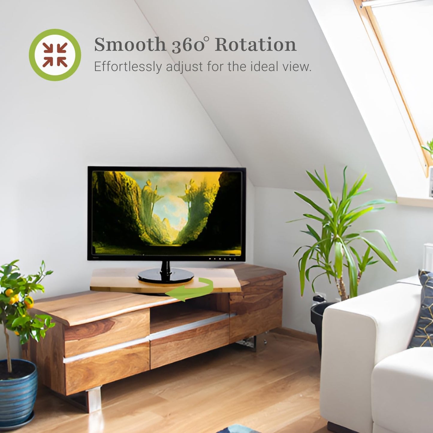 Prosumer's Choice Bamboo TV Swivel Stand for LED/LCD TV, Monitors, Stereos, 31 inch Base Surface - 360˚ Rotation - Rotating Computer Stand/Media Console, Entertainment Center for Living Room Bedroom