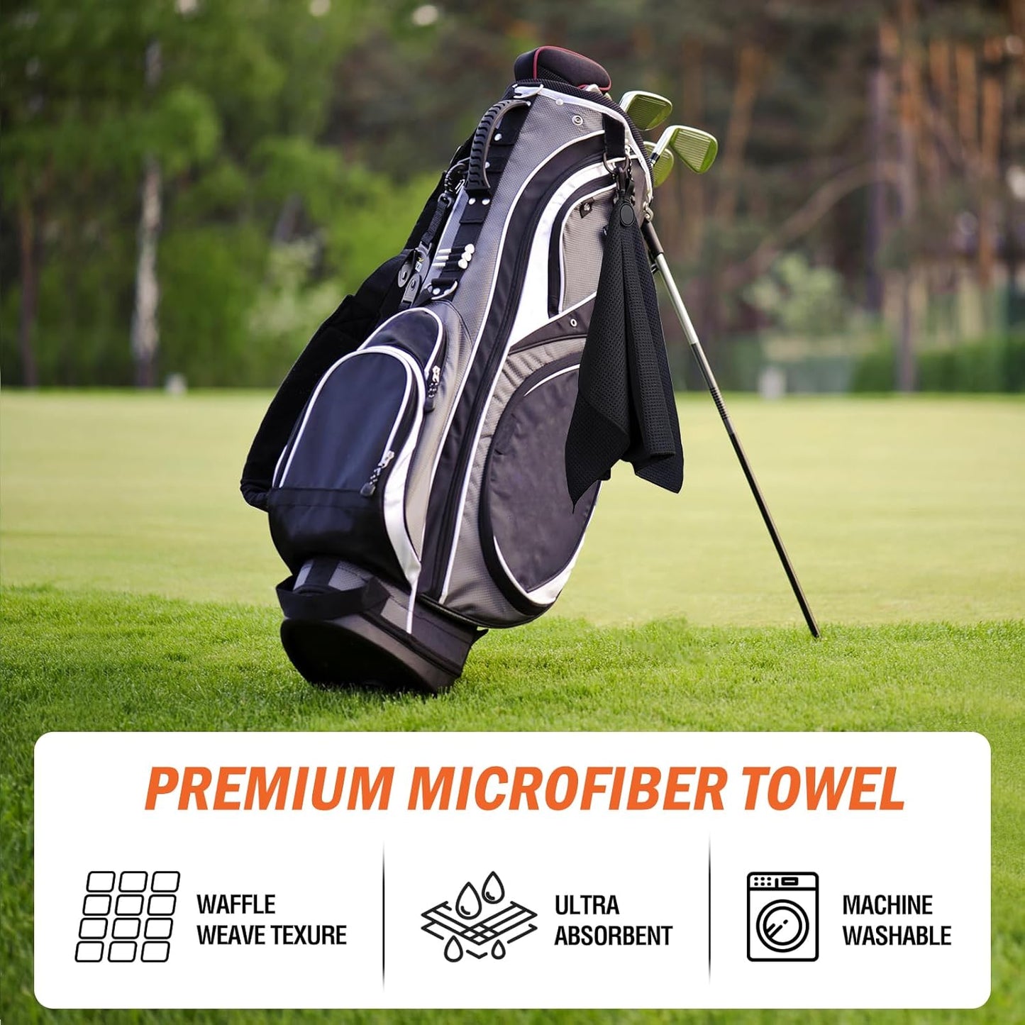 Magnetic Golf Towel, 23.6"x15.7" Golf Cleaning Towel, Premium Ultra-Absorbent Microfiber Golf Towel for Golf Bags, Carts and Clubs, Waffle Weave Pattern