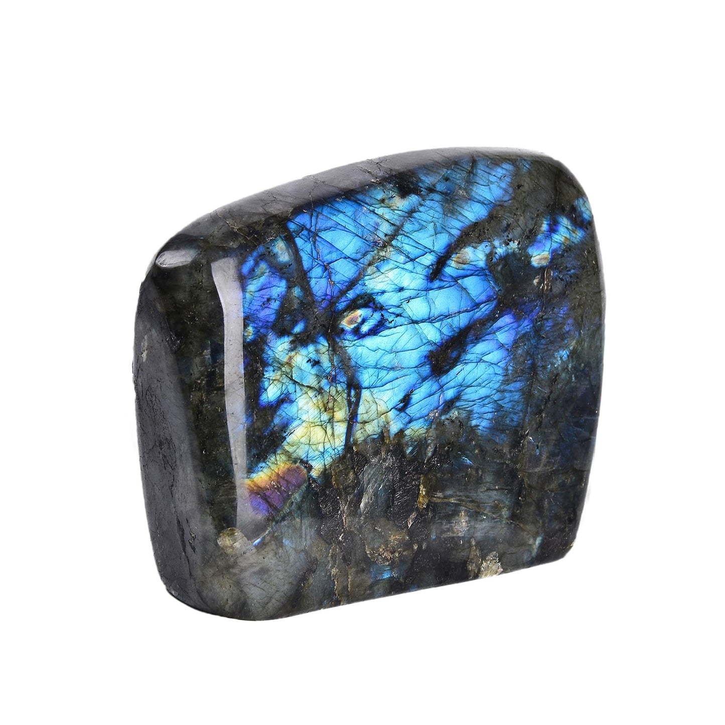 AMOYSTONE Decorative Stone Heavy Large Labradorite Polished Crystal Stone Slab Crystal Aura Healing Reiki Home Decor 3.5-4 LBS