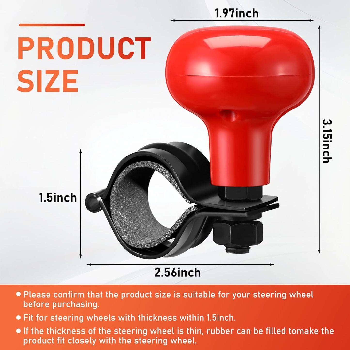 Tallew 2 Pieces Steering Wheel Knob Spinner Suicide Knobs Steering Wheel 360 Degrees Rotation Tractor Accessories for Cars, Trucks, Tractors, Boats(Red)