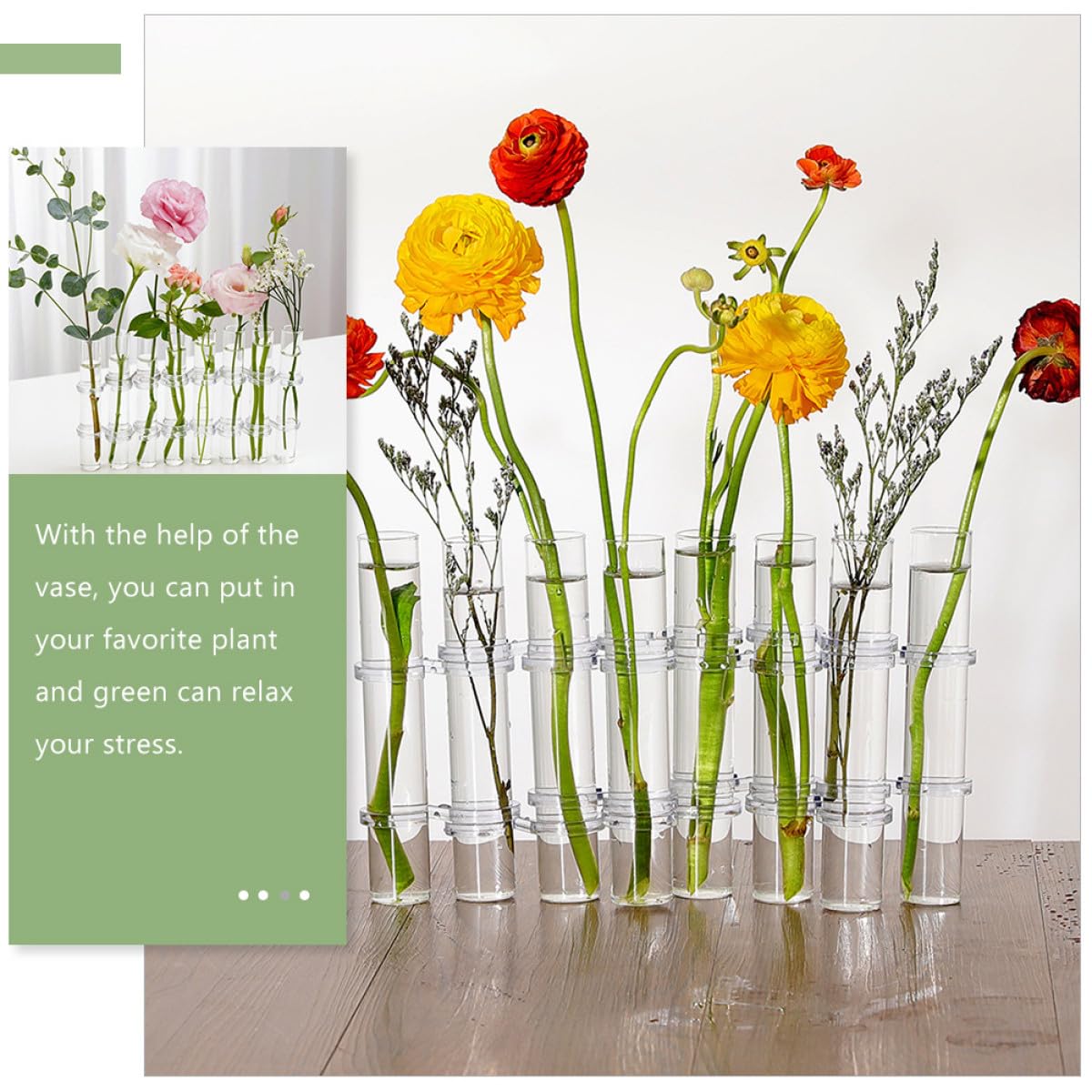 ibasenice Glass Test Tube Vases Set of 8 Large Hydroponic Propagation Tubes with Cleaning Brush for Indoor Plant Holder and Succulent Terrarium Home Décor