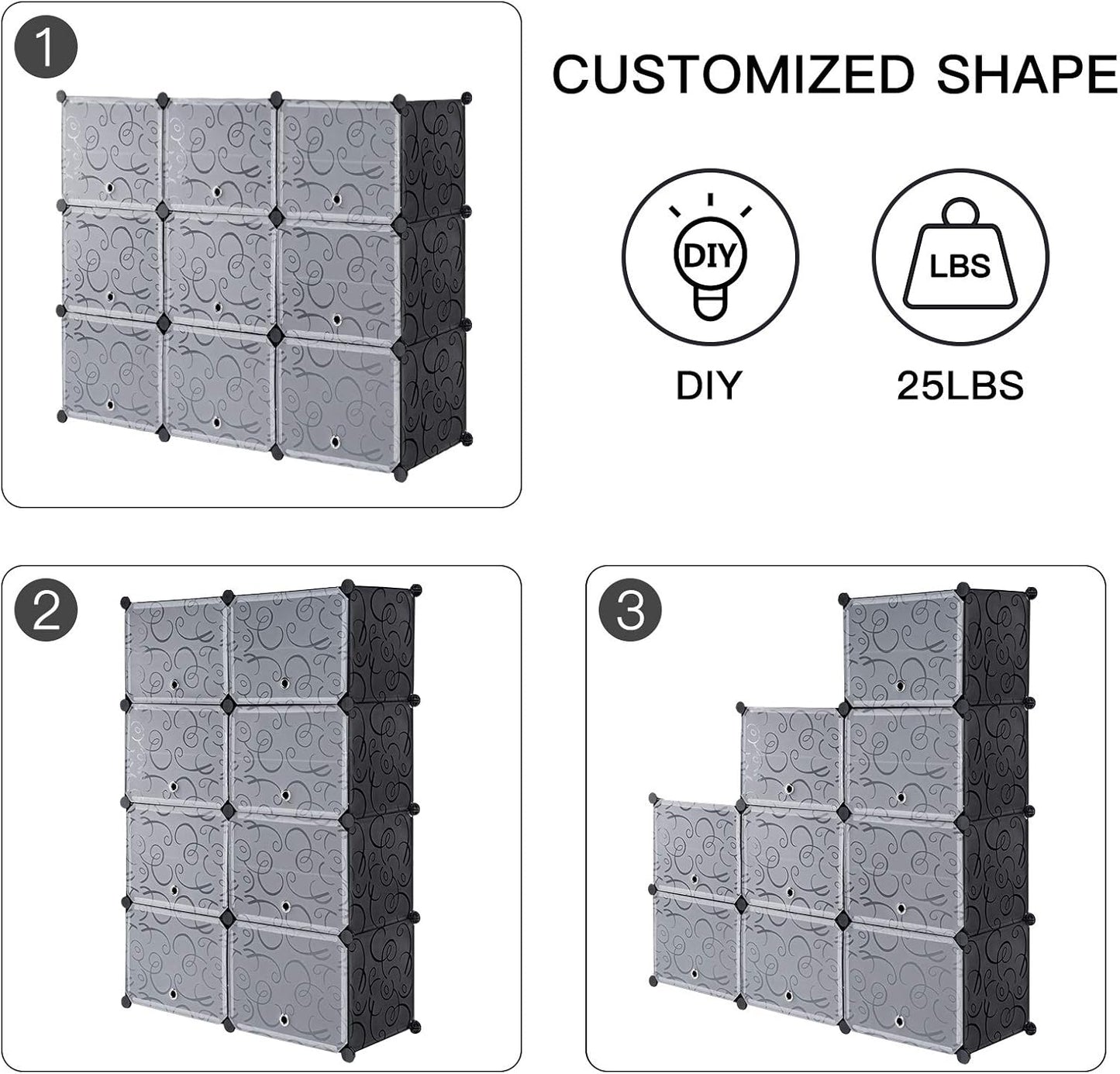 Portable Shoe Rack Organizer, 48-Pair Tower Shelf Storage Cabinets, Plastic Shoe Organizer for Entryway, Expandable for Heels,Boots,Slippers