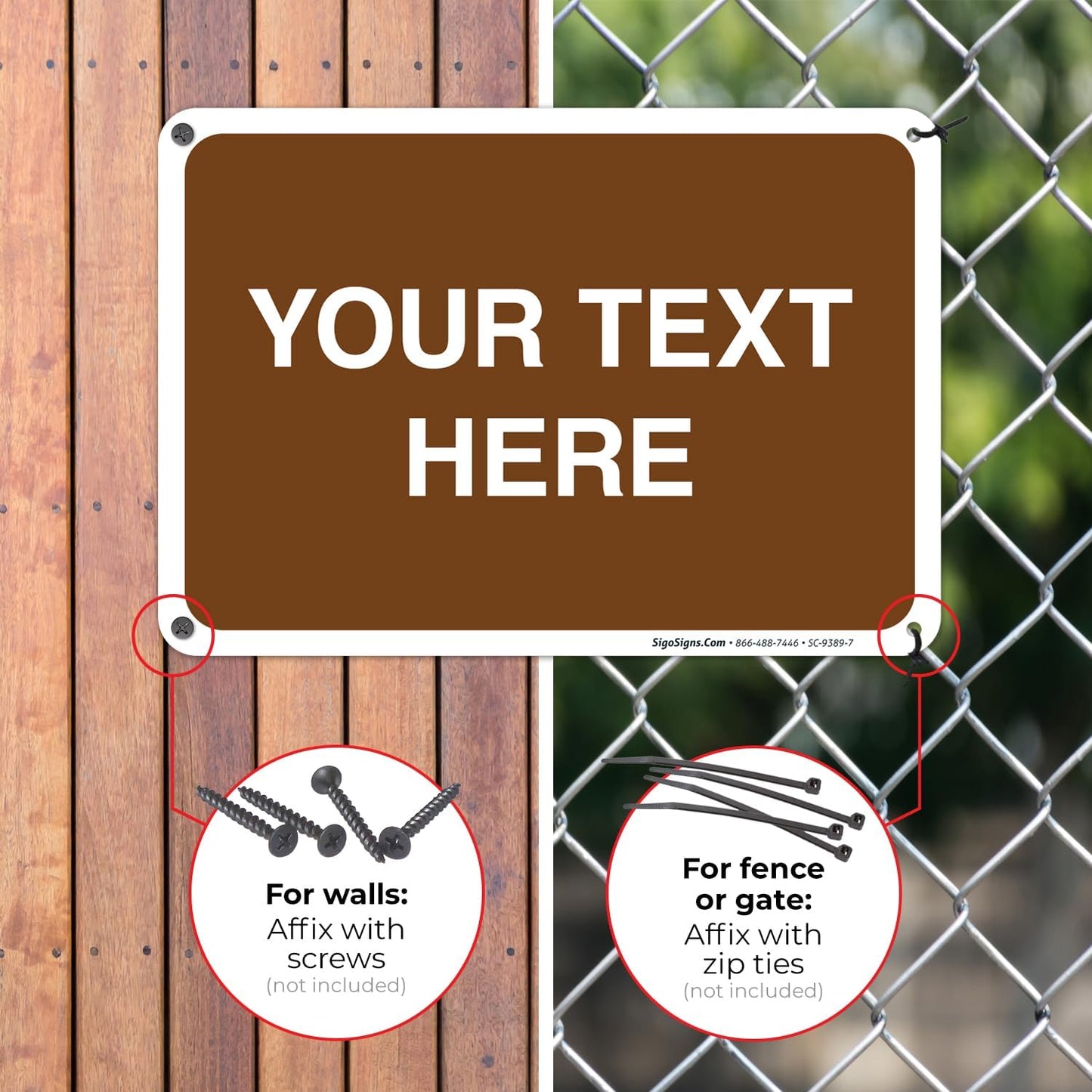 Custom Sign, Personalized Metal Signs, Customize for Business, Workplace, Home, Airbnb, Delivery Brown Signs, 10x7 Inches, Rust Free .040 Aluminum, Fade Resistant, Made in USA by Sigo Signs