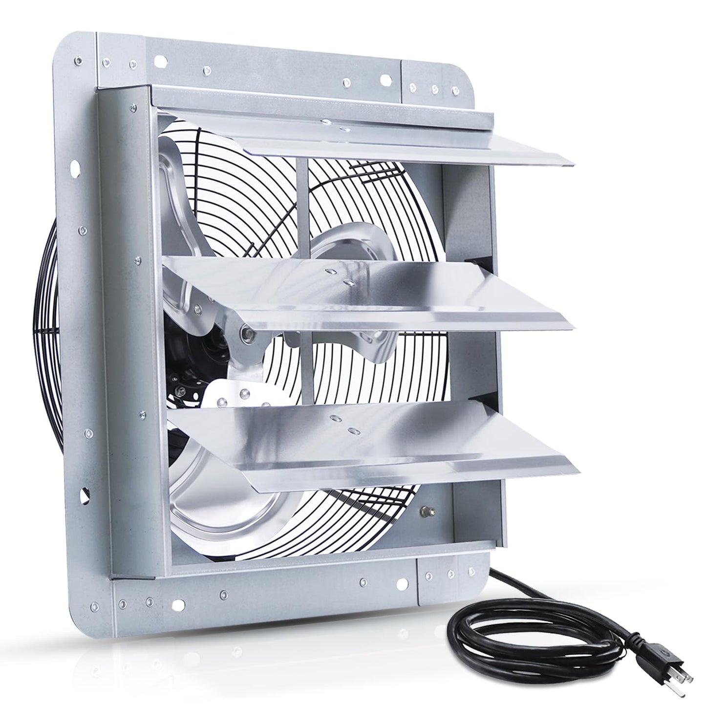 Ventisol 14 Inch Shutter Exhaust Fan, Ven Fan With Power Cord Wall Mount, High Speed 1520Cfm For Garages, Attic, Shops, Greenhou