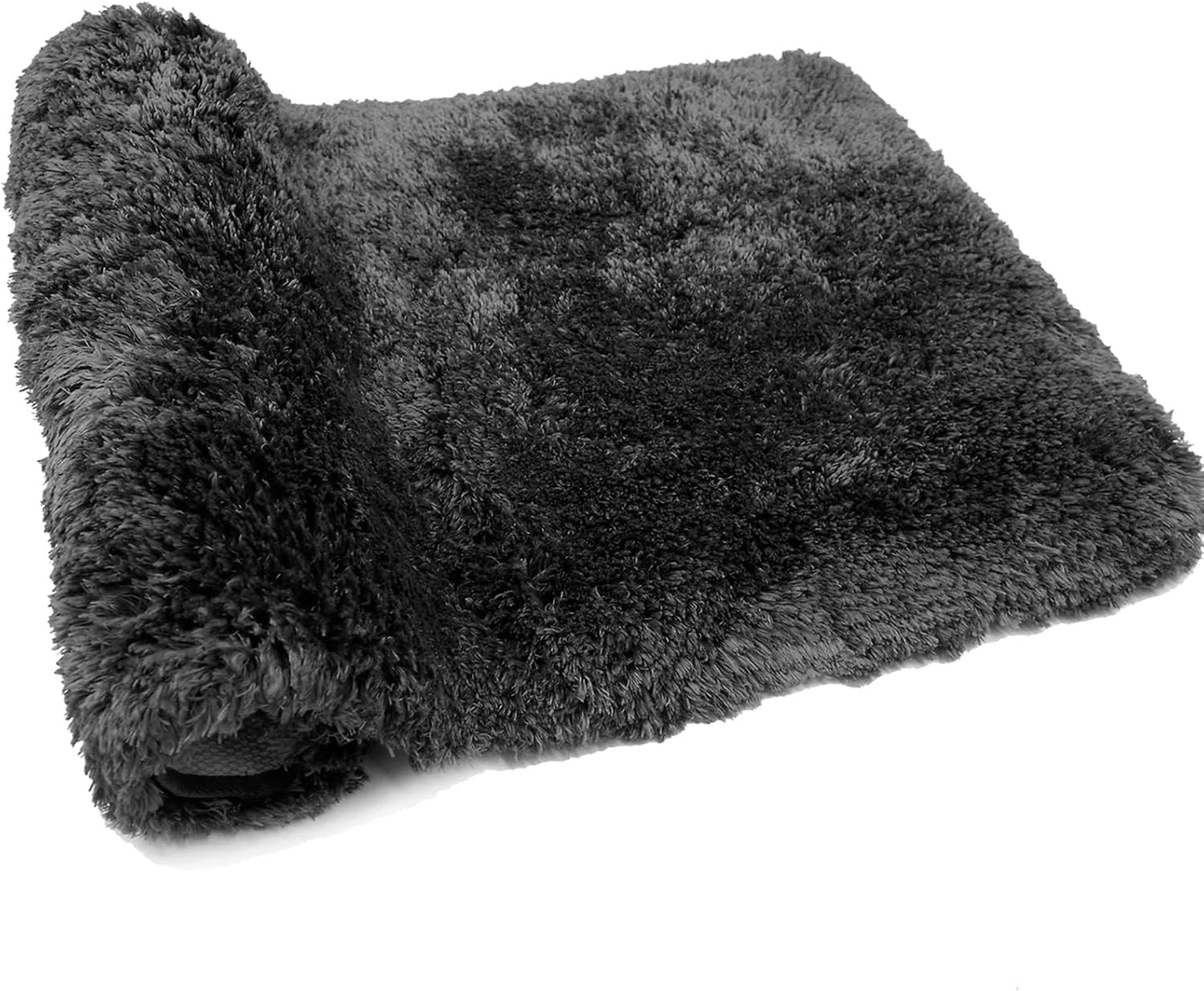 FIFU Bathroom Rugs 20" W x 32" L, Bath Mat for Bathroom, Bedroom, Laundry Room & Kitchen, Non-Slip Rubber Latex Backing, Extra Soft and Absorbent Microfiber Carpet, Machine Washable Rug, Black