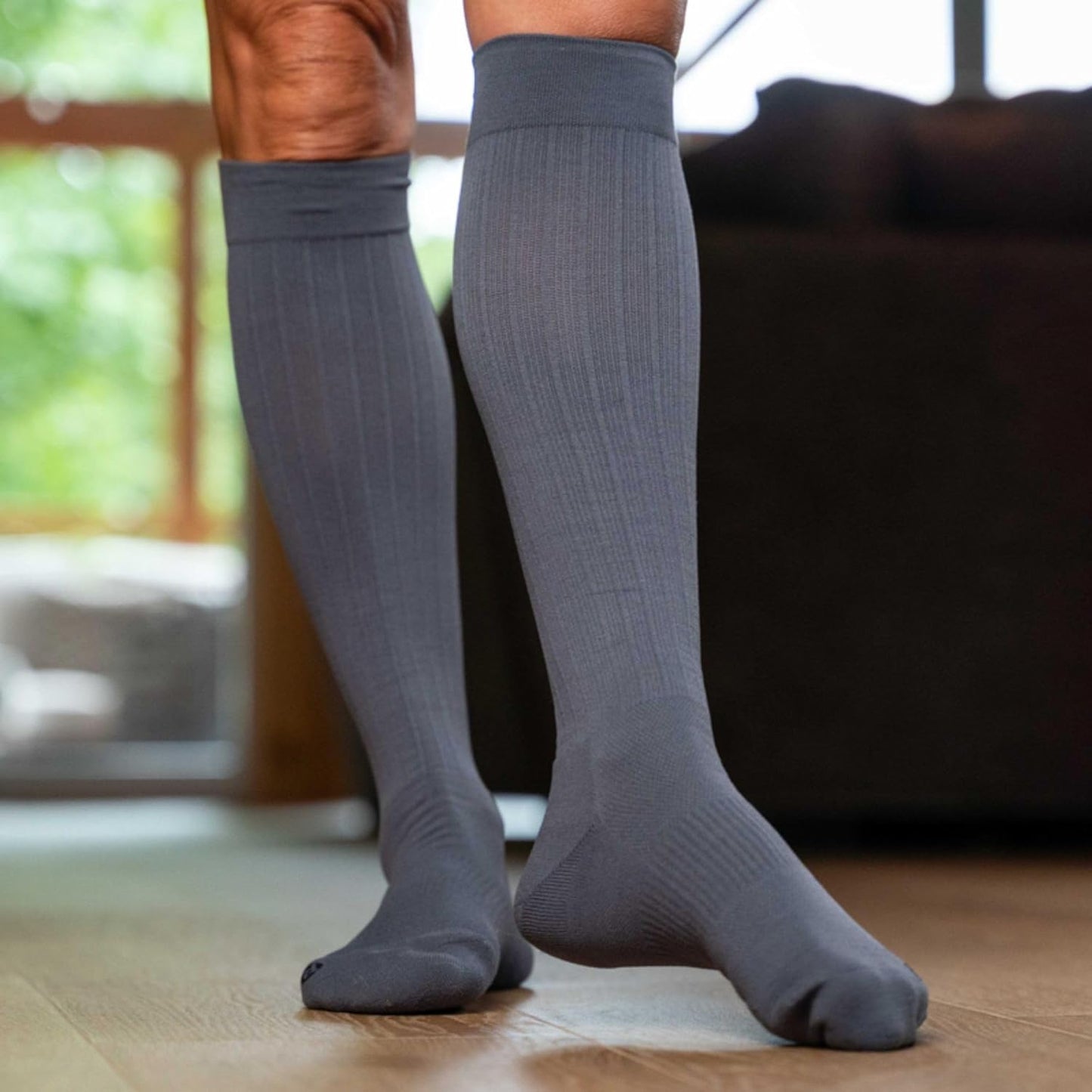 Medical Grade Compression Socks for Men & Women 15-20 mmHg by OrthoSleeve (Grey w/Stripes, X-Large)