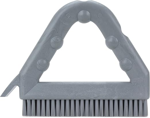 SPARTA Plastic Commercial Grout Brush, Triangle-Shaped Scrub Brush with Scraper and Two Threaded Holes for Attaching Handle (Sold Separately), 9 x 7 x 7 Inches, Gray