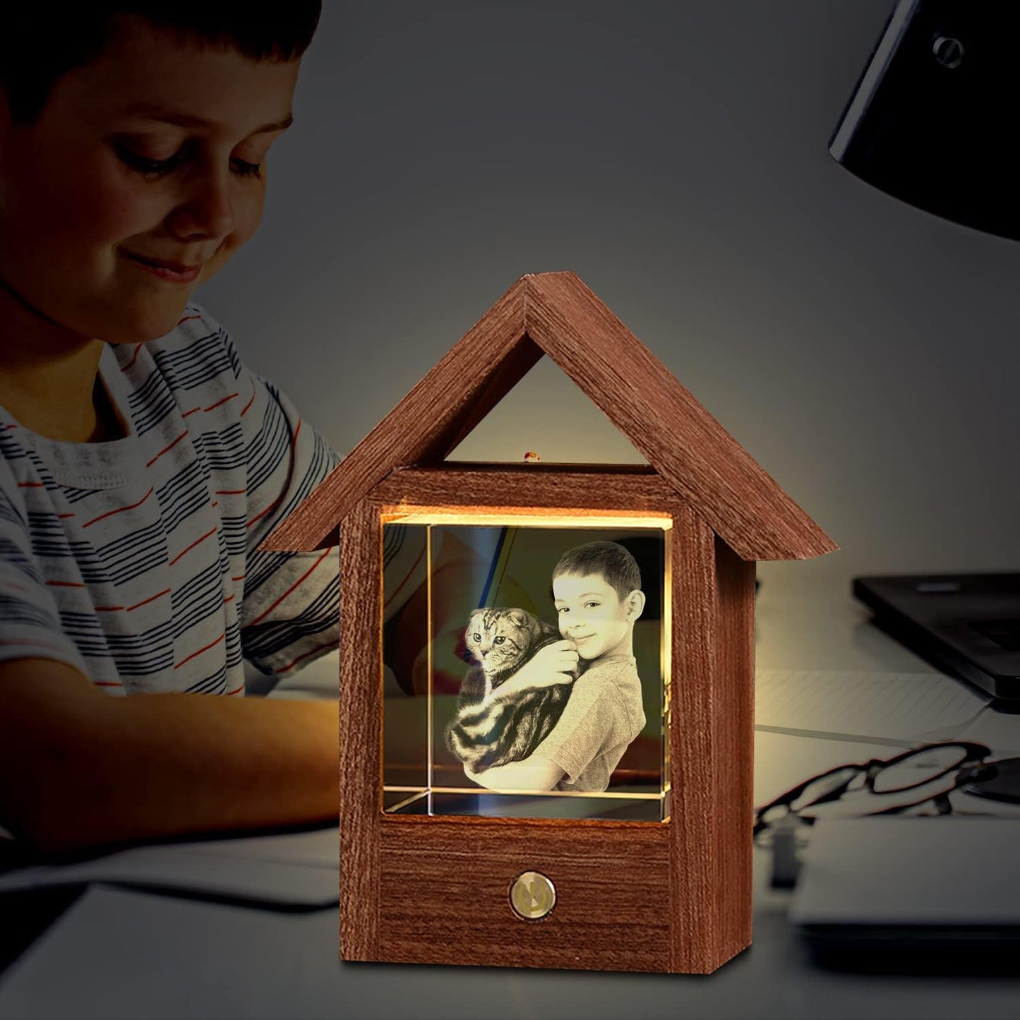 Custom Crystal Photo, Personalized Gifts With Your Own Photo for Mom, Dad, lover, family, color printing Picture Customized Couples Gifts for any Occasion, Great Birthday Gifts-Small house