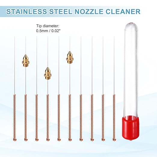 MECCANIXITY 20Pcs 3D Printer Nozzle Cleaning Kit Precision 0.5mm Stainless Steel Cleaner Needles for 3D Printer Clog Removal, Maintenance