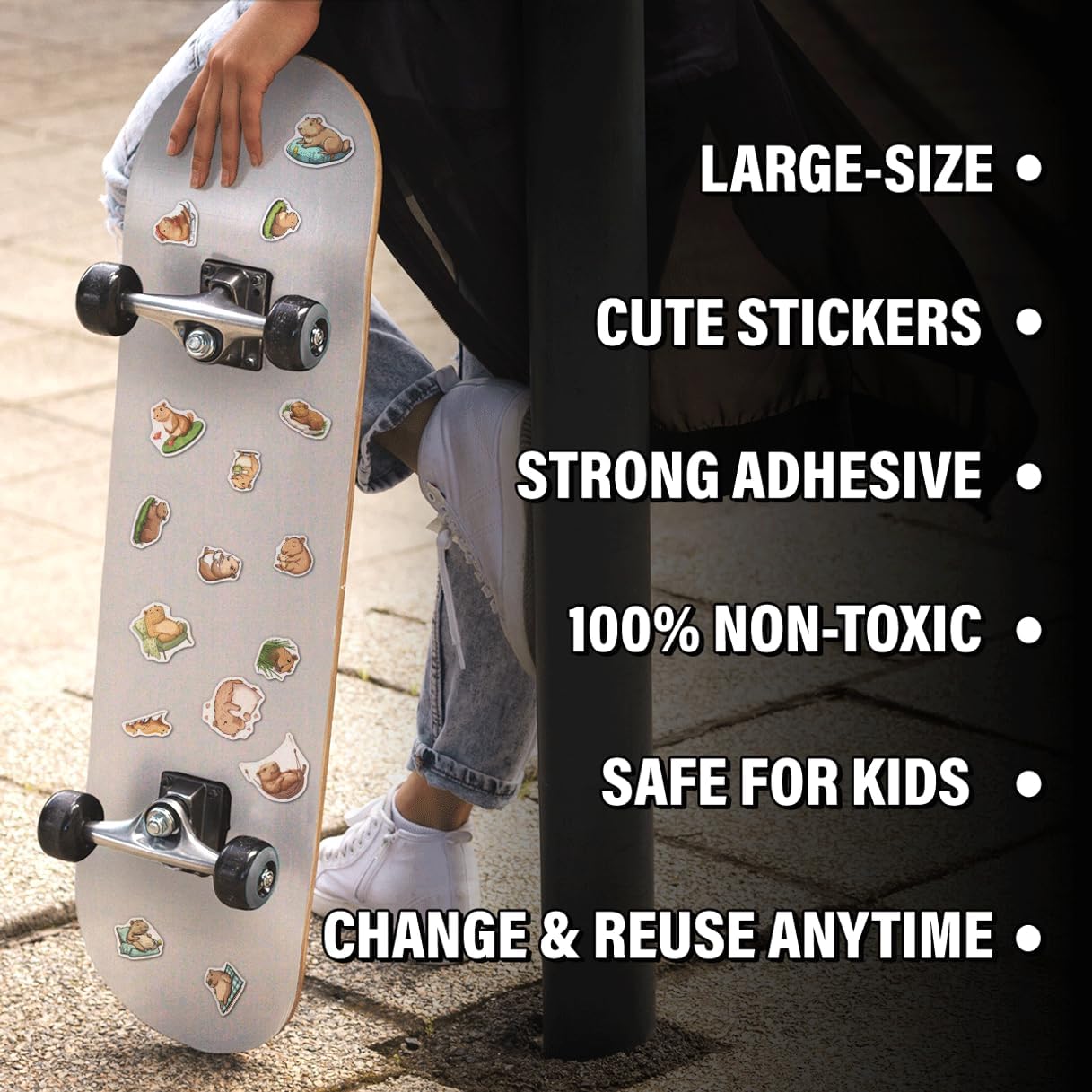 Capybara Vinyl Stickers Pack 108Pcs Cute Animal Aesthetic Cartoon Decals Waterproof for Laptop Water Bottle Skateboard Notebook Scrapbook Perfect Teens Adults Decor Wall