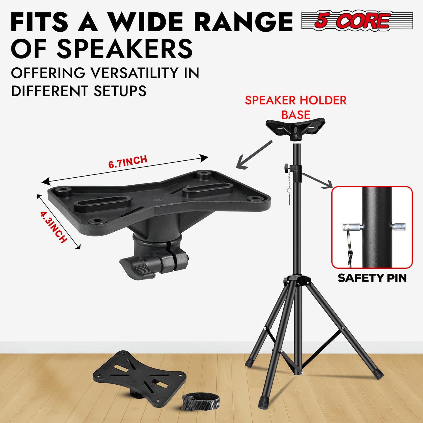 5 Core Adjustable Speaker Stand Pair Tripod Height 40 To 72 Inches Max Load 100 Lbs Heavy Duty Portable Pa Dj Studio Monitor Mou
