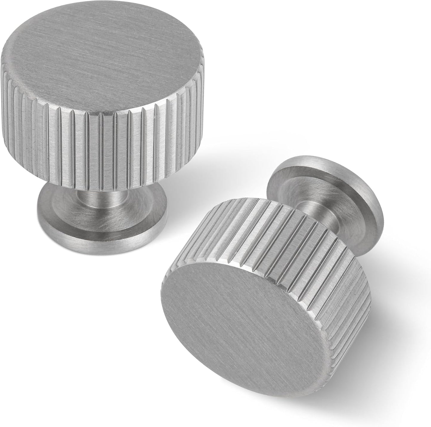 6 Pack Satin Nickel Cabinet Knobs, Solid Brass Drawer Pulls, Modern Kitchen Cabinet Handles for Cupboard, Wardrobe, Bathroom & Closet, Durable Cabinet Hardware
