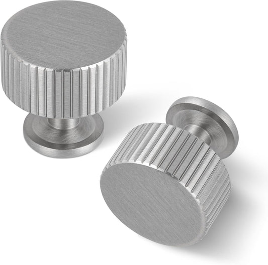 6 Pack Satin Nickel Cabinet Knobs, Solid Brass Drawer Pulls, Modern Kitchen Cabinet Handles for Cupboard, Wardrobe, Bathroom & Closet, Durable Cabinet Hardware