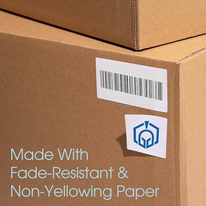 4" X 5" Matte White Printable Labels for Inkjet and Laser Printers - 100 Sheets, 400 Custom Stickers for Shipping Labels, Address Stickers, Organization - Spartan Industrial Template R022
