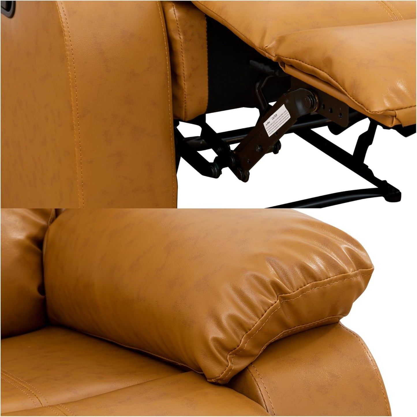 Loveseat Recliner Sofa, Reclining Loveseat Leather Couch with Storage Console, Modern Comfy Home Theater Seating Power Recliner Chair with Cup Holders for Living Room Furniture Sets, Orange
