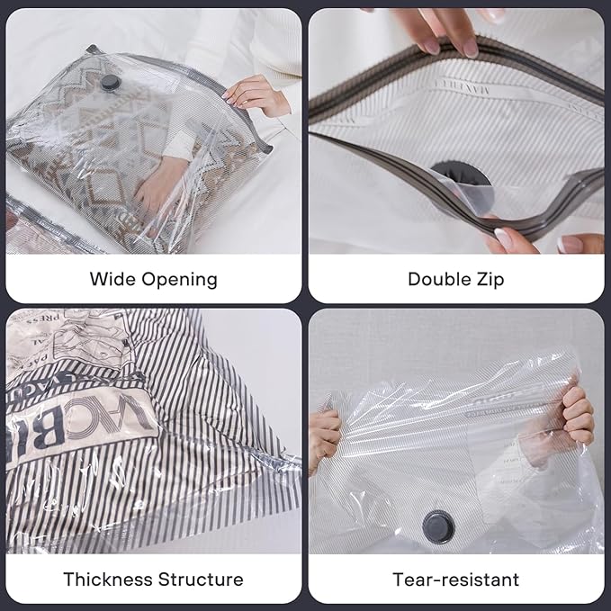 9 Pack Travel Vacuum Storage Bags with Hand Pump,Carry-on Size Compression Packing Bags
