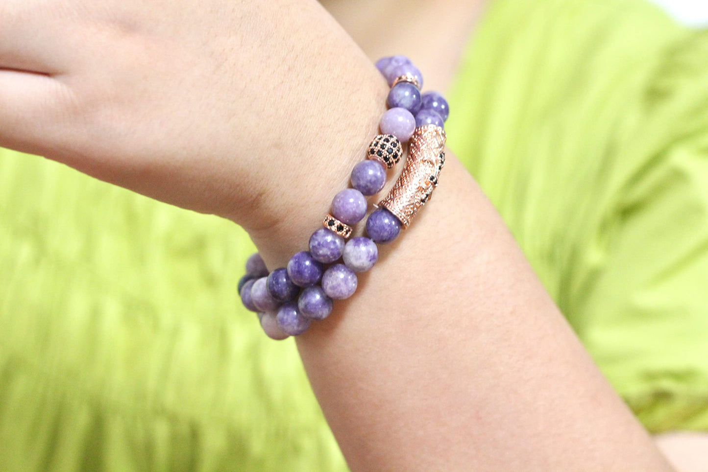 GDLKPYHS Amethyst Bracelet, Handmade Beaded Bracelet 8MM Healing Crystal Beads,Protection Bracelets,Yoga Chakra Bracelet,Bring Good Luck, Prosperity and Happiness,Women's Gifts