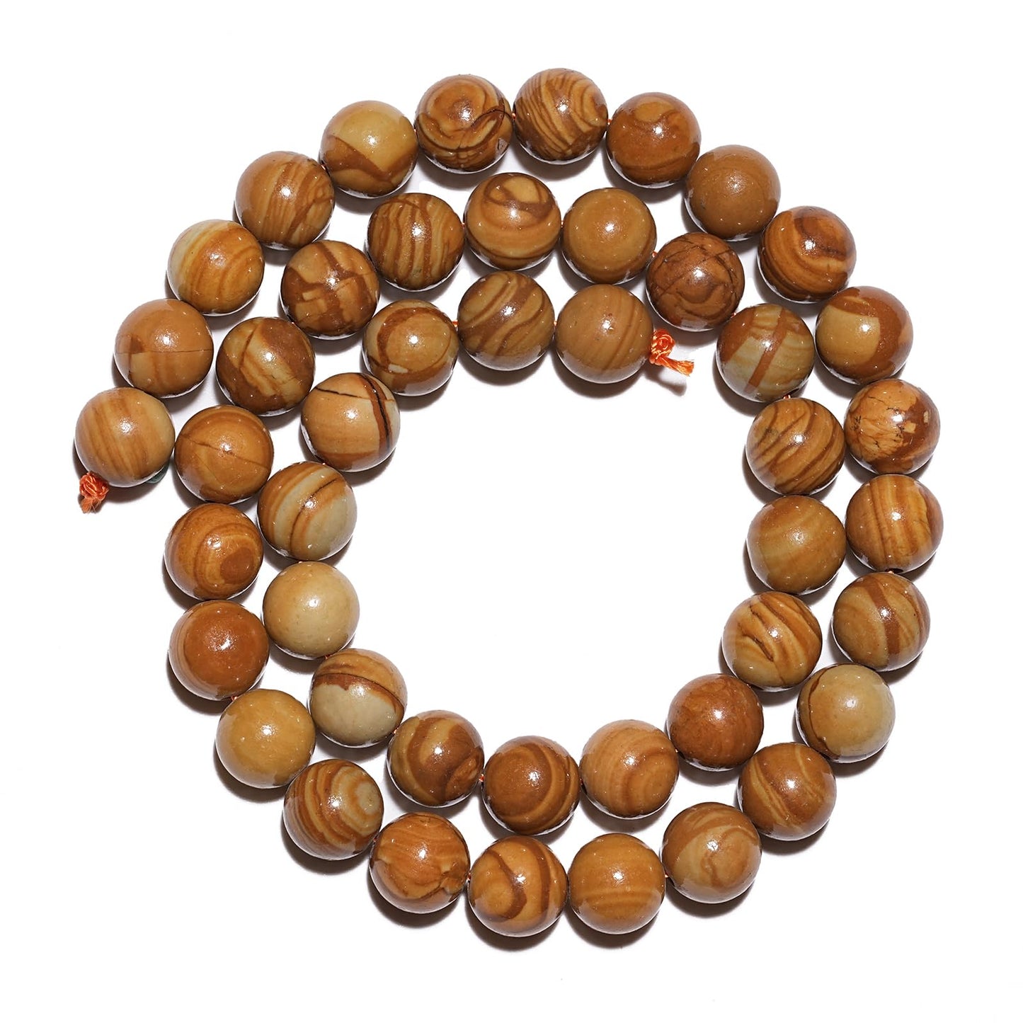8mm Natural Yellow Woodgrain Jasper Gemstone Beads Polished Round Smooth Stone Beads for Bracelets Jewelry Making 15inch Loose Beads