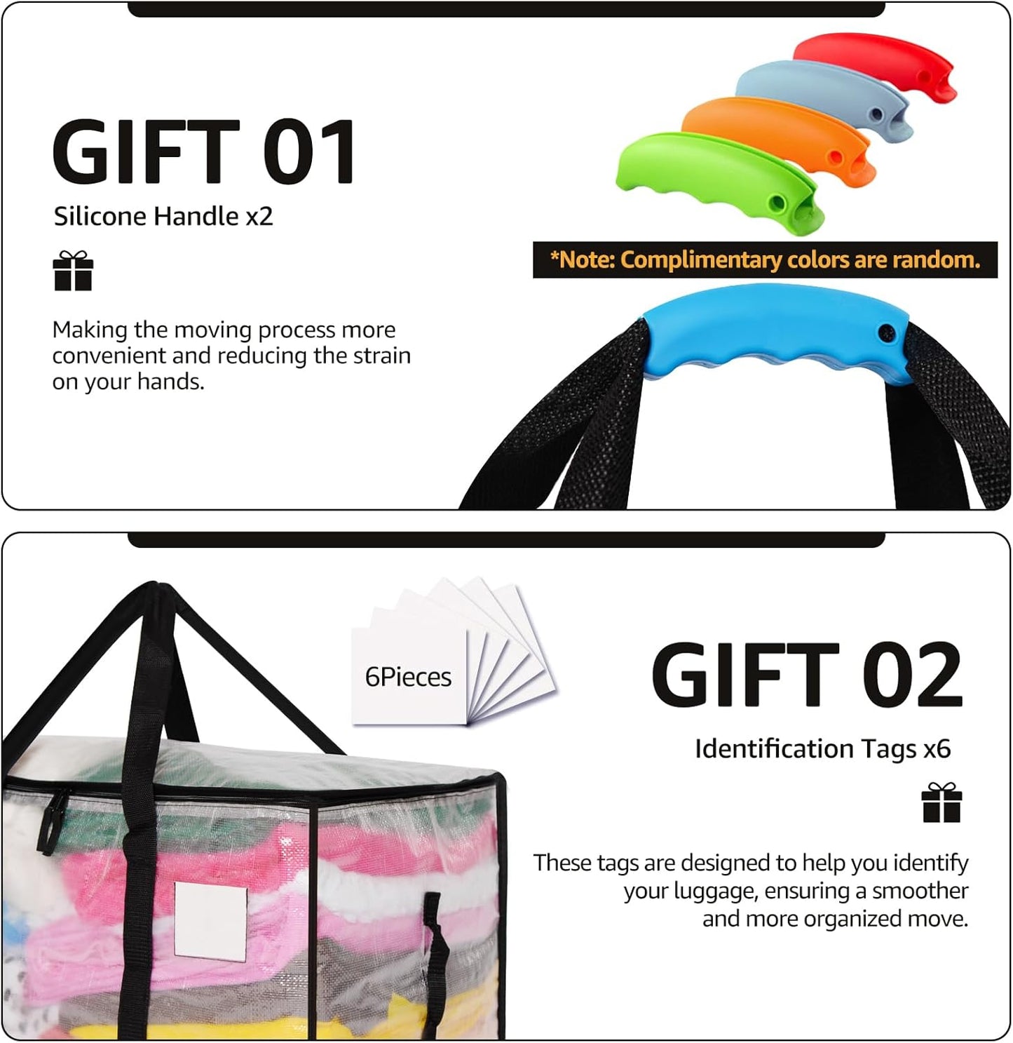 Moving Bags Heavy Duty Extra Large, Alternative for Moving Boxes & Moving Supplies,Clear Storage Bins with Lids, Plastic Packing Tote, Storage Bags for Clothes with Handles & Zippers(Clear, 6 Pack)