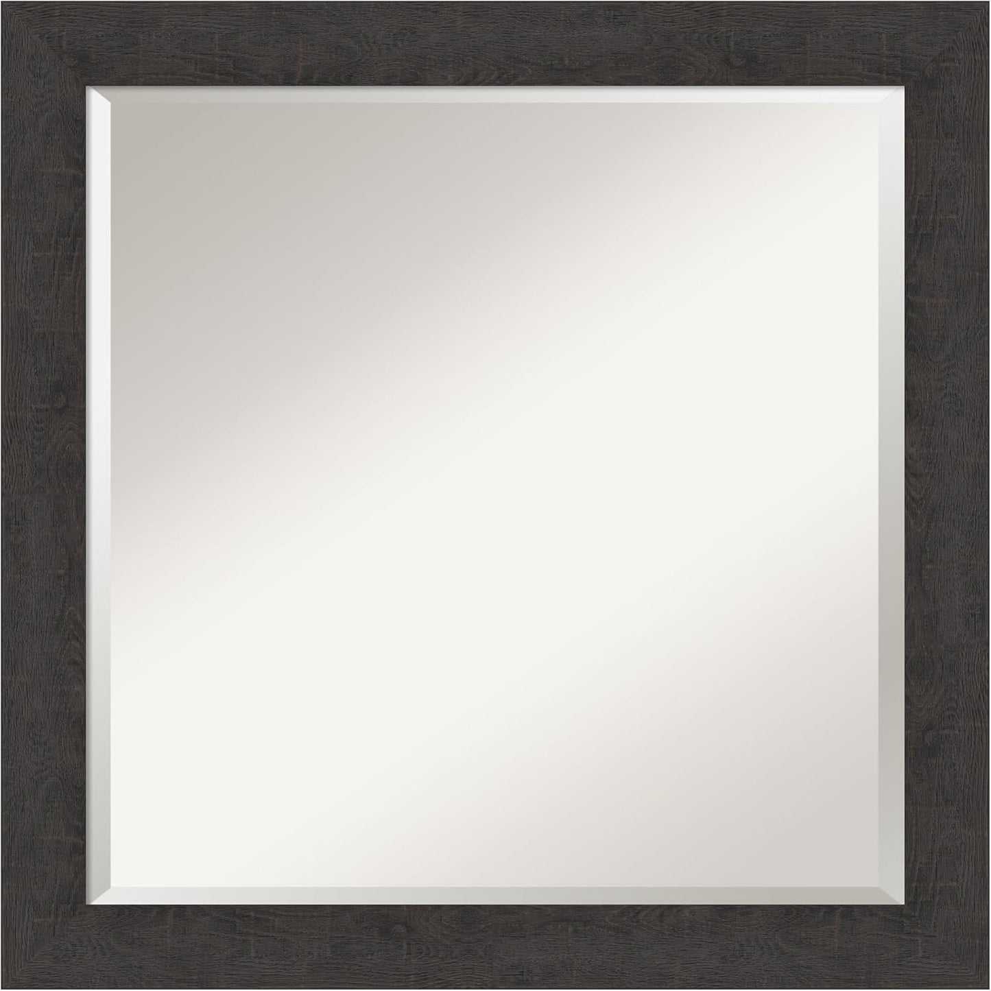 Amanti Art Brown Wall Mirror 24x24 Rustic Plank Espresso Narrow Square Bathroom Mirror for Wall Decor Living Room, Medium Rustic Farmhouse Frame, Hangs Horizonally and Vertically, Bathroom Decor